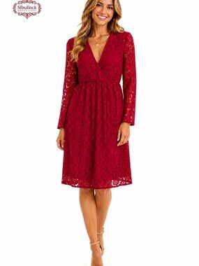D31 WAYF Floral Lace Dress NWT Fits Size 12 Nordstrom Burgundy Fully Lined